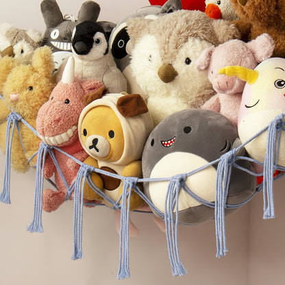 Hanging Toy Storage Hammock - Macrame Organizer for Plush Toys and Decor