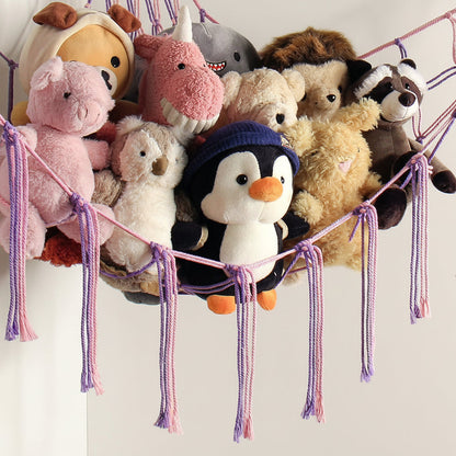 Hanging Toy Storage Hammock - Macrame Organizer for Plush Toys and Decor