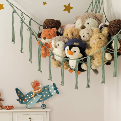 Hanging Toy Storage Hammock - Macrame Organizer for Plush Toys and Decor