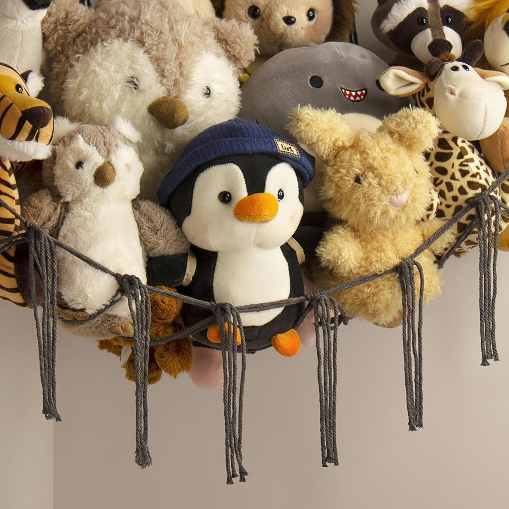 Hanging Toy Storage Hammock - Macrame Organizer for Plush Toys and Decor