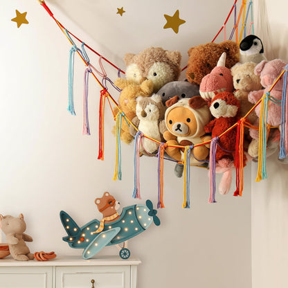 Hanging Toy Storage Hammock - Macrame Organizer for Plush Toys and Decor