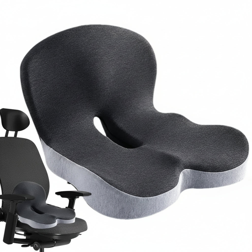 Ergonomic Memory Foam Seat Cushion with Back Support – Comfortable Chair Pad