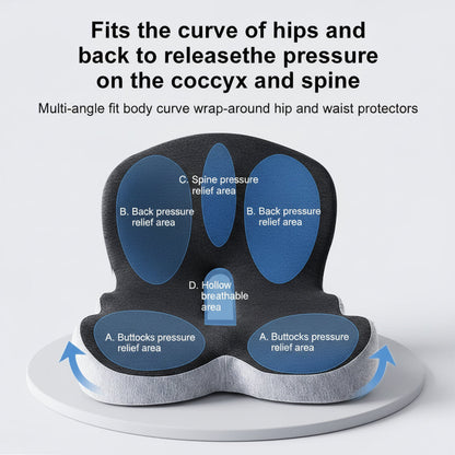 Ergonomic Memory Foam Seat Cushion with Back Support – Comfortable Chair Pad
