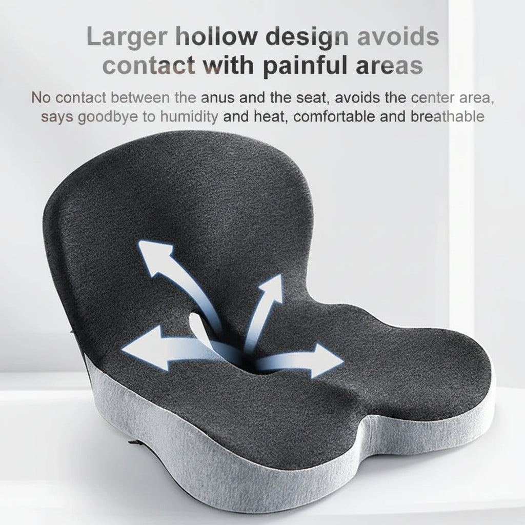 Ergonomic Memory Foam Seat Cushion with Back Support – Comfortable Chair Pad