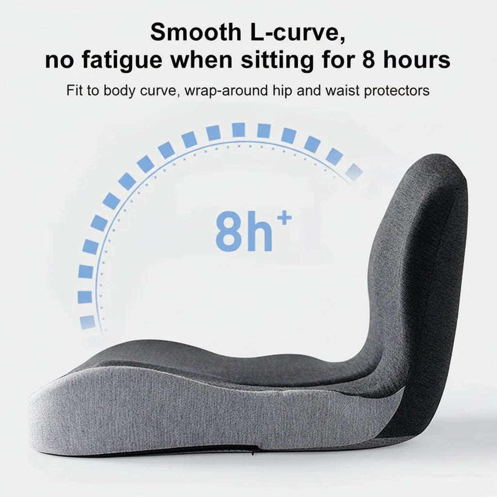 Ergonomic Memory Foam Seat Cushion with Back Support – Comfortable Chair Pad