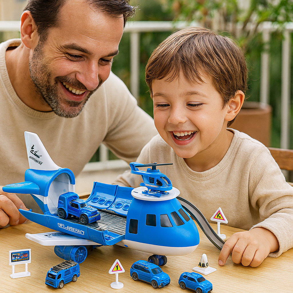 Airplane & Vehicle Transport Playset – Action-Packed Toy Set for Kids