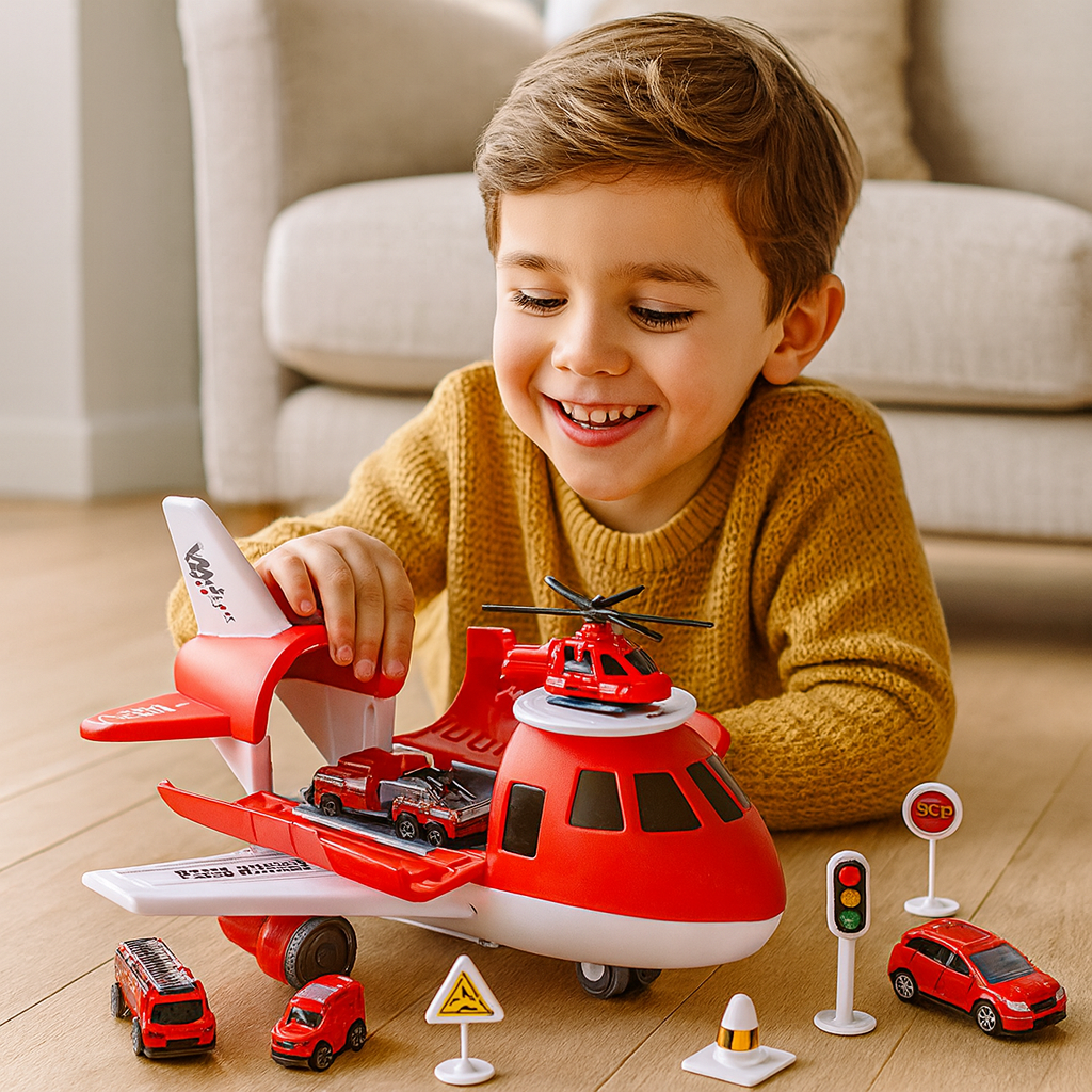 Airplane & Vehicle Transport Playset – Action-Packed Toy Set for Kids
