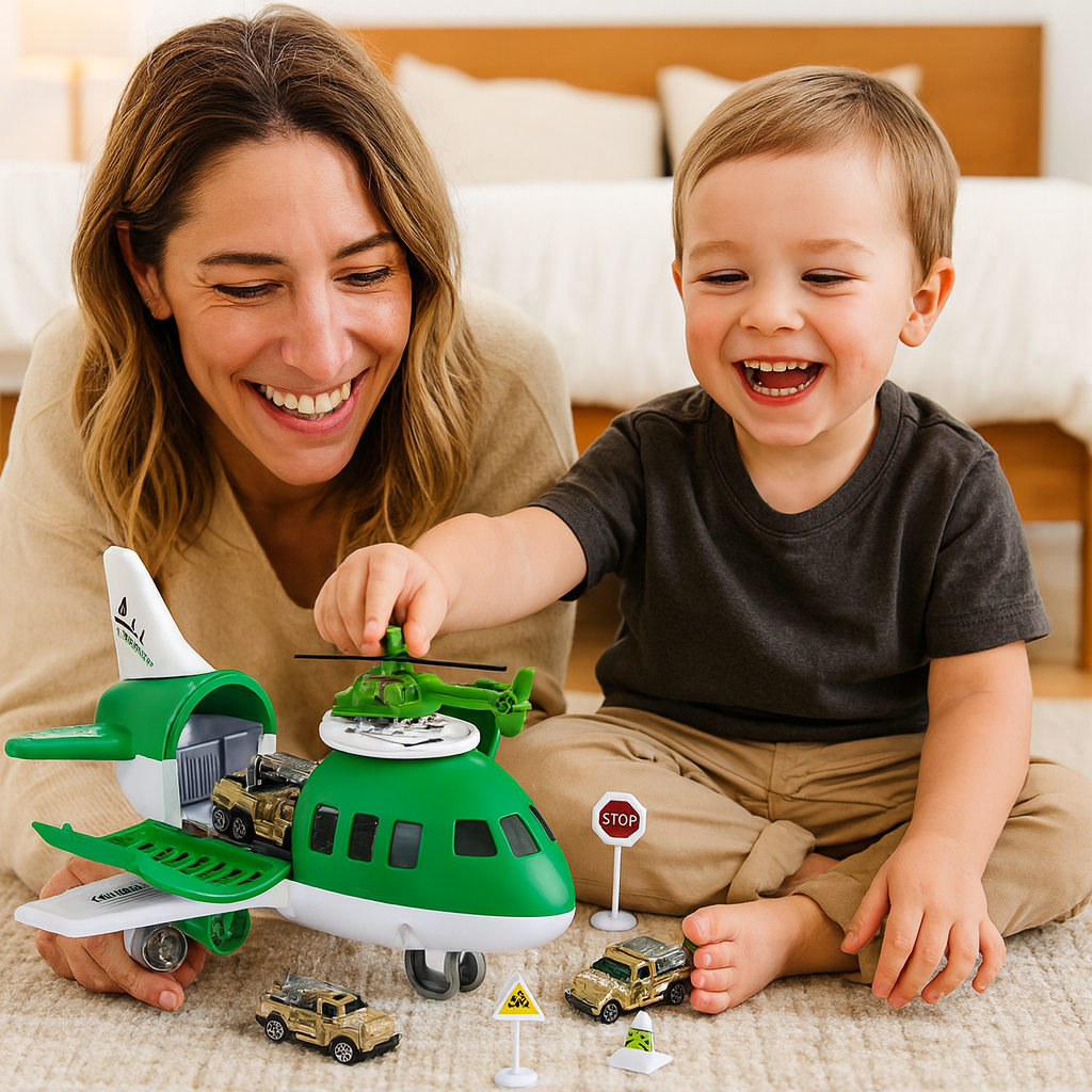 Airplane & Vehicle Transport Playset – Action-Packed Toy Set for Kids