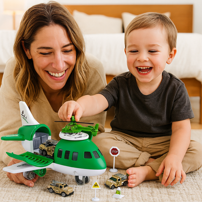 Airplane & Vehicle Transport Playset – Action-Packed Toy Set for Kids