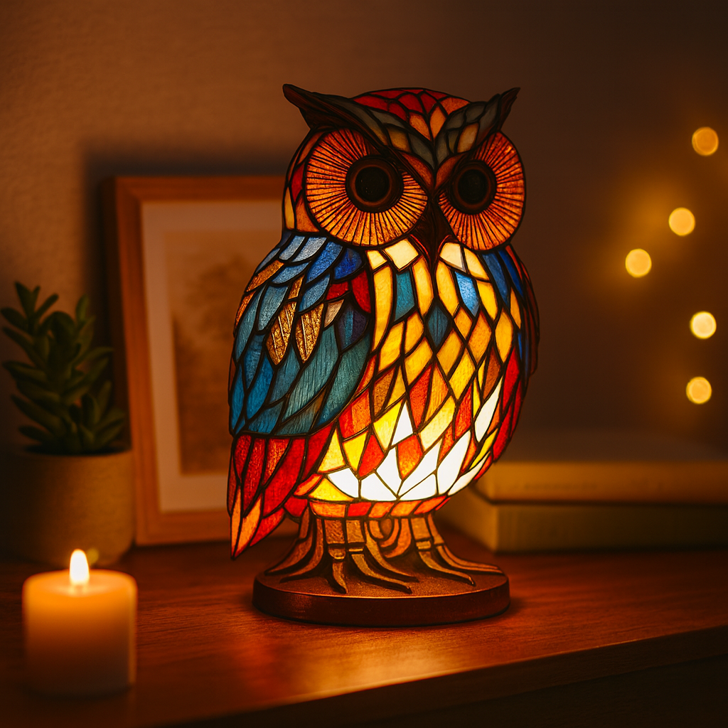 Animal-Themed Table Lamp with Stained-Glass Effect - Decorative Light