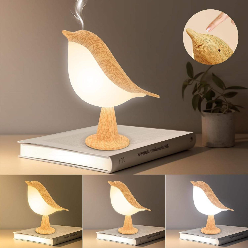 Bird-Shaped Wooden Table Lamp - Rechargeable Accent Light