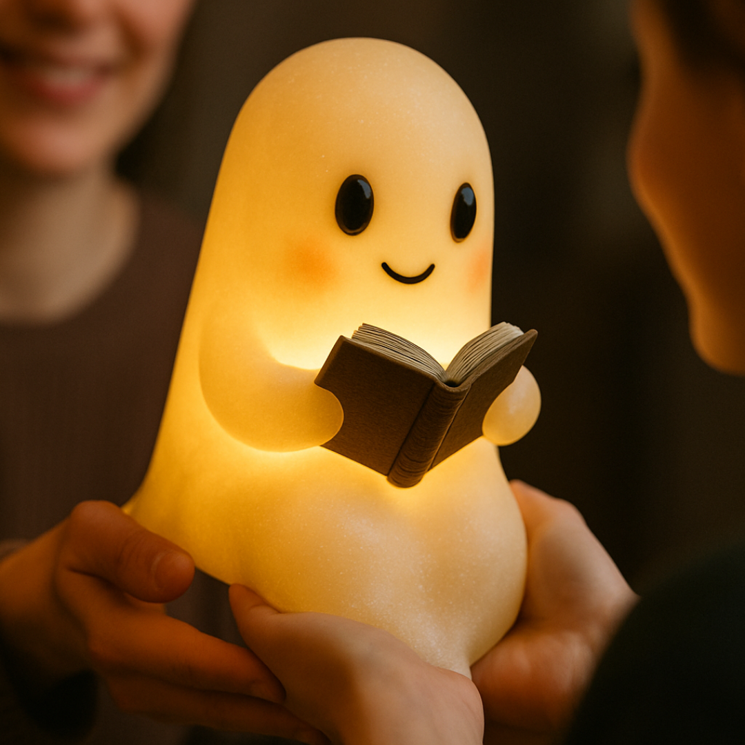 Ghost Table Lamp Night Light with Warm LED Glow for Cozy Bedside Decor