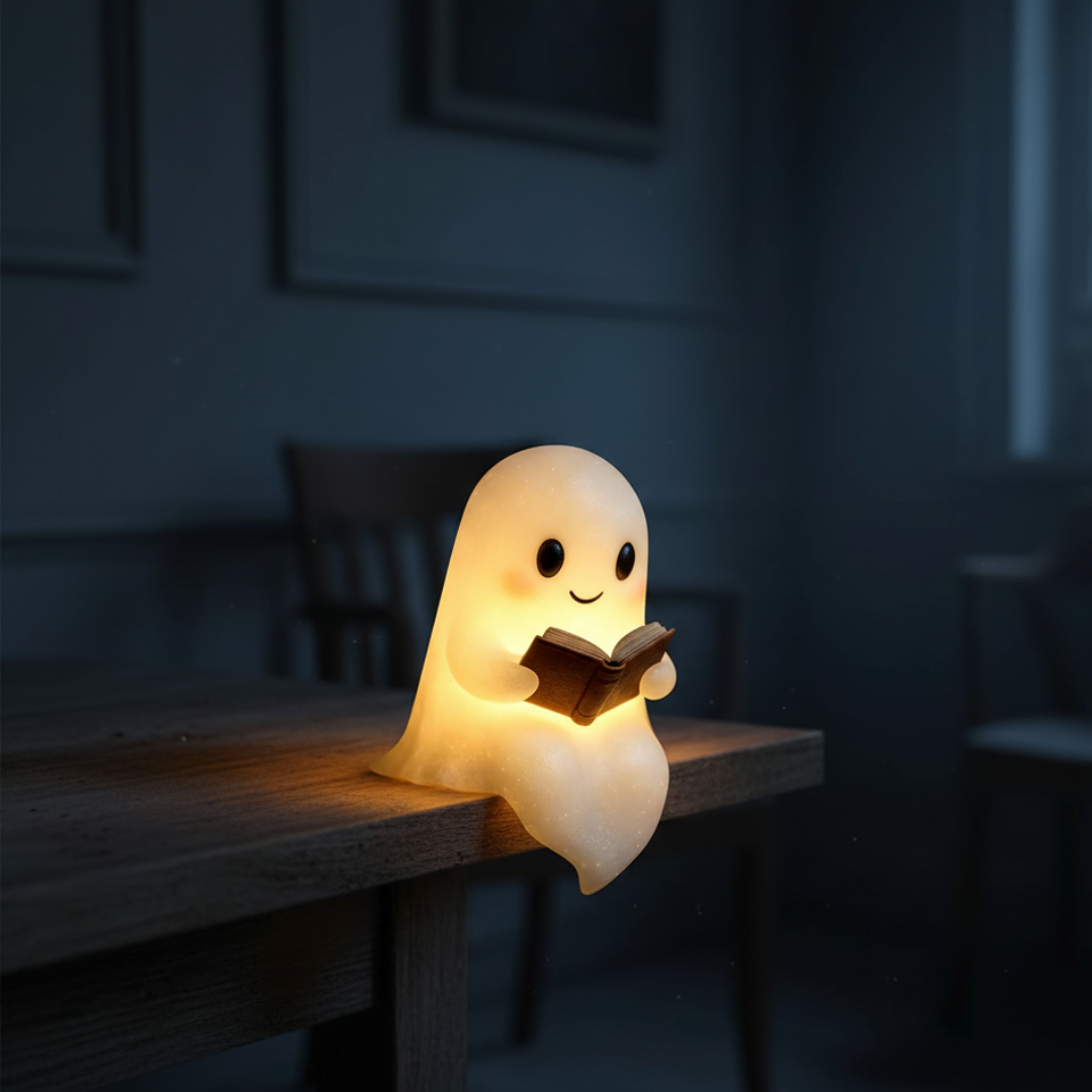 Ghost Table Lamp Night Light with Warm LED Glow for Cozy Bedside Decor