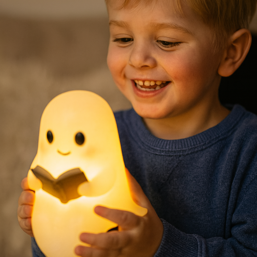 Ghost Table Lamp Night Light with Warm LED Glow for Cozy Bedside Decor