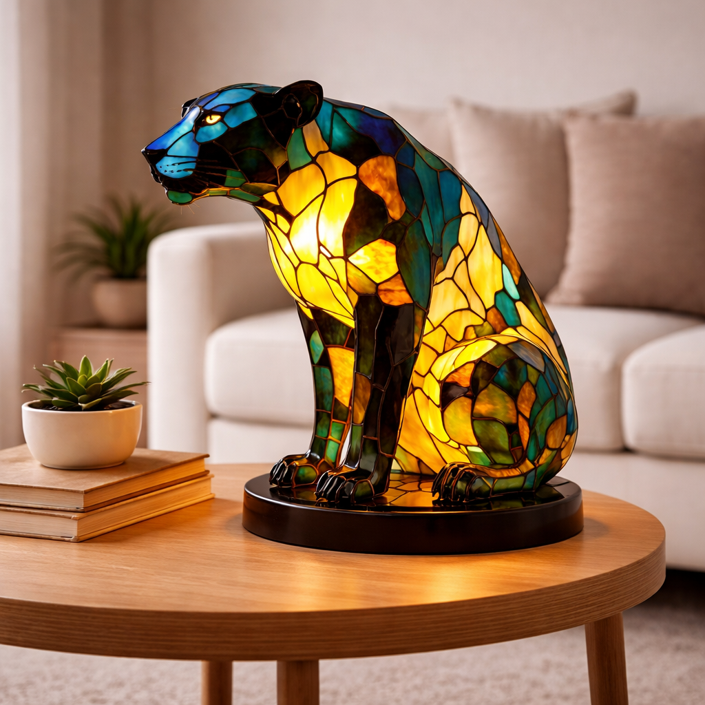 Animal LED Table Lamp - Stained Glass Style Accent Light for Home Decor