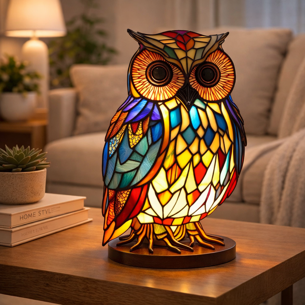 Animal LED Table Lamp - Stained Glass Style Accent Light for Home Decor