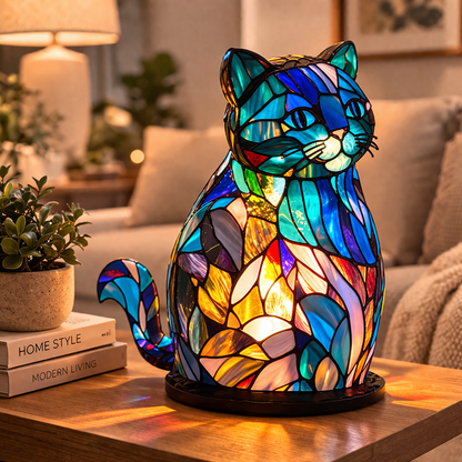 Animal LED Table Lamp - Stained Glass Style Accent Light for Home Decor