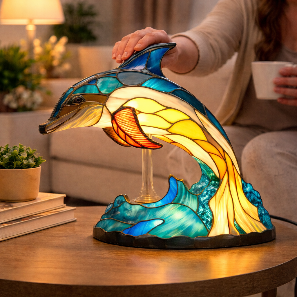 Animal LED Table Lamp - Stained Glass Style Accent Light for Home Decor