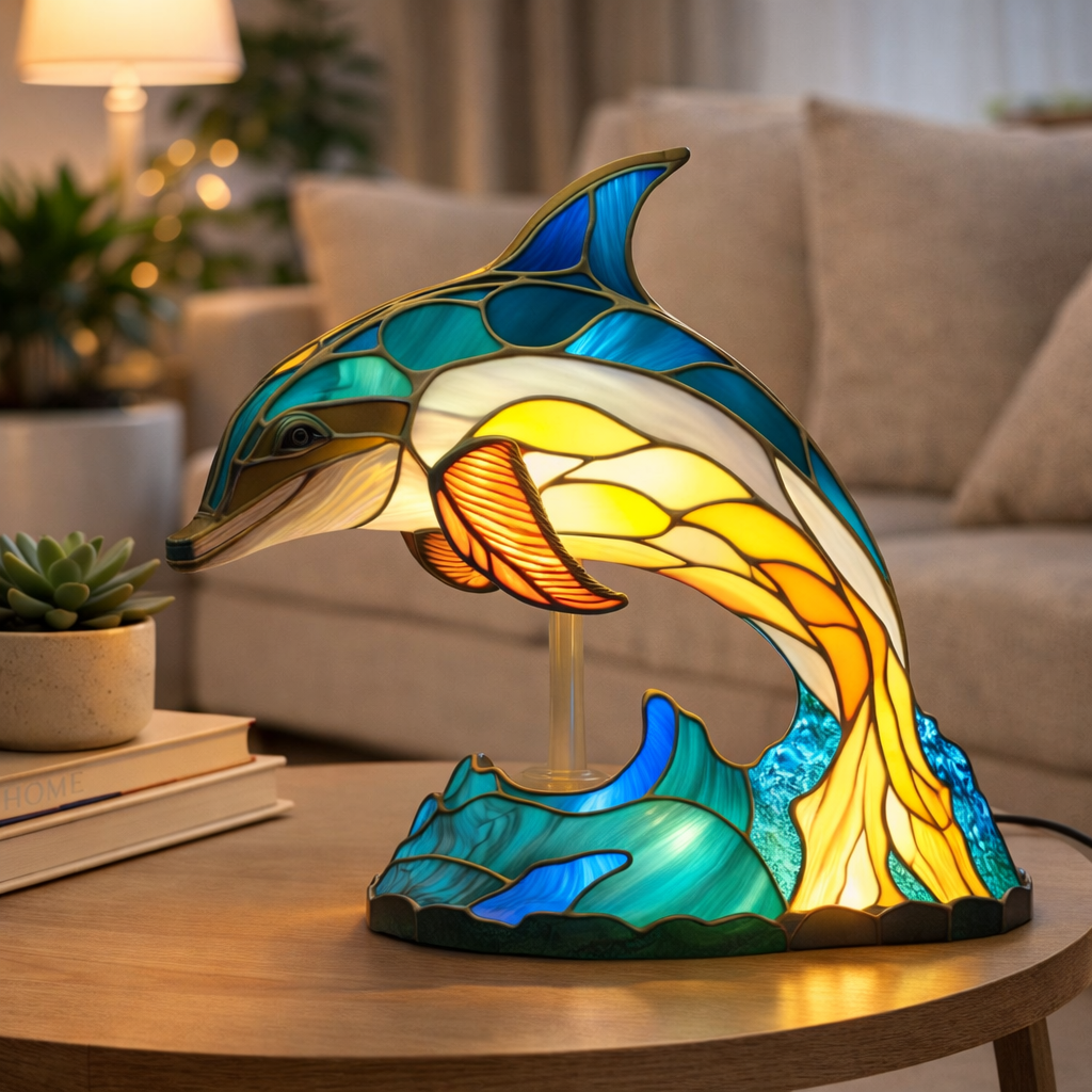 Animal LED Table Lamp - Stained Glass Style Accent Light for Home Decor
