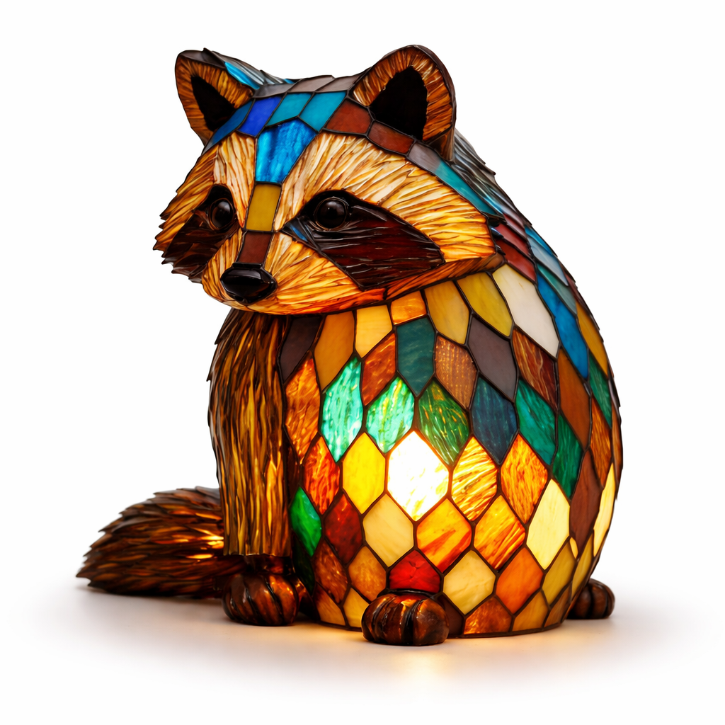 Animal-Inspired Stained Glass Style Table Lamp with LED Accent Light