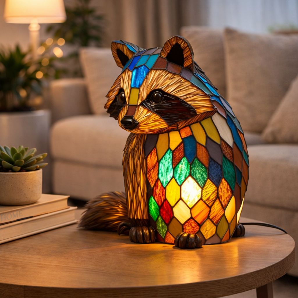 Animal LED Table Lamp - Stained Glass Style Accent Light for Home Decor