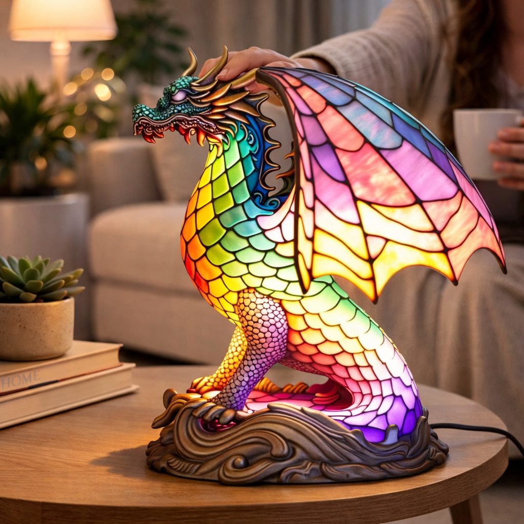 Animal LED Table Lamp - Stained Glass Style Accent Light for Home Decor