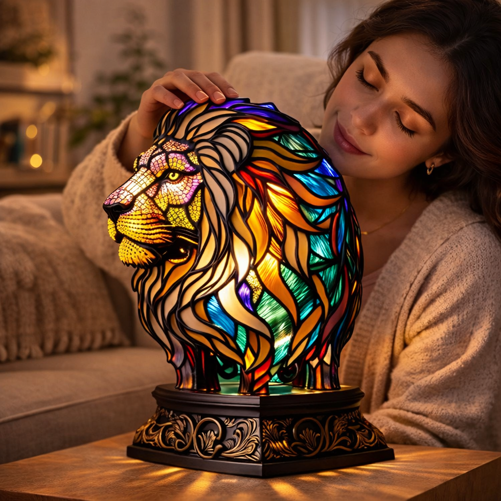 Animal LED Table Lamp - Stained Glass Style Accent Light for Home Decor