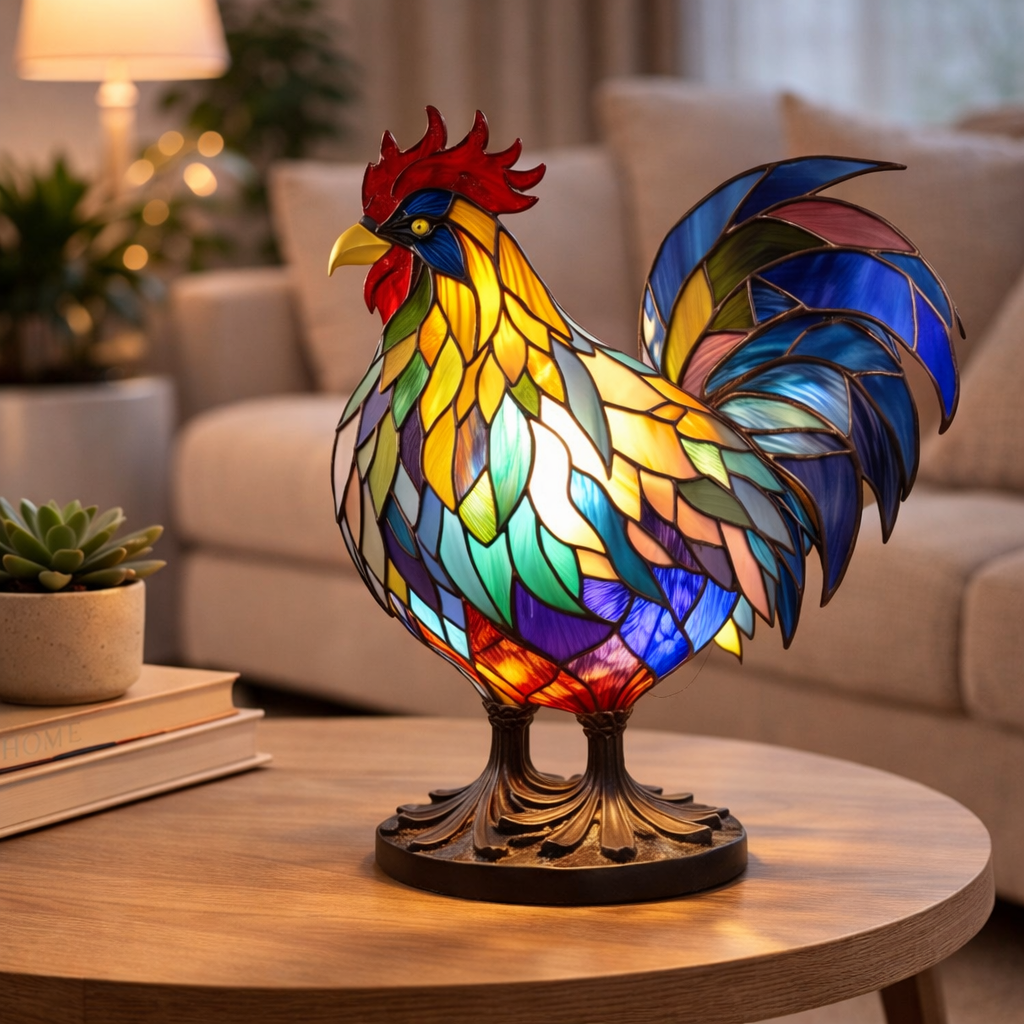 Animal LED Table Lamp - Stained Glass Style Accent Light for Home Decor