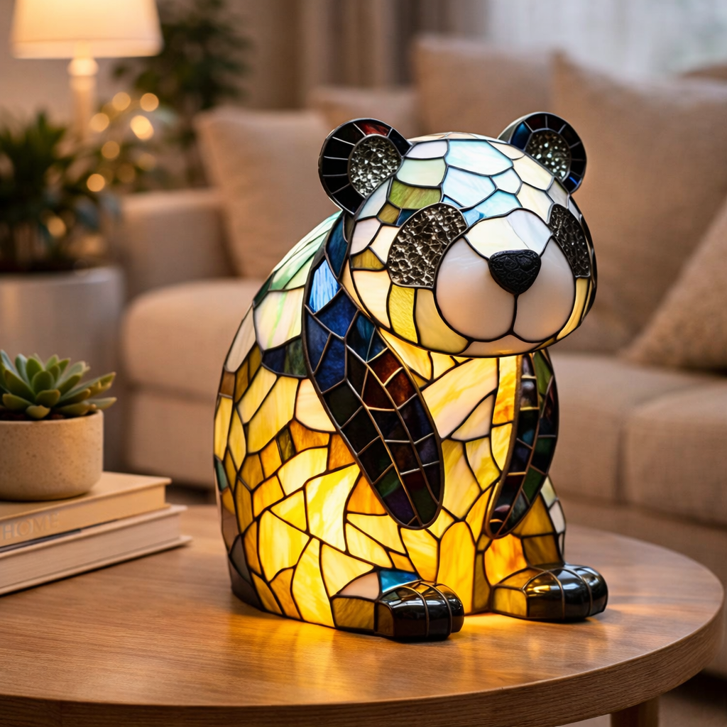 Animal LED Table Lamp - Stained Glass Style Accent Light for Home Decor
