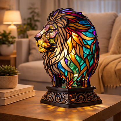 Animal LED Table Lamp - Stained Glass Style Accent Light for Home Decor
