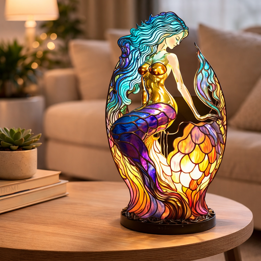 Animal LED Table Lamp - Stained Glass Style Accent Light for Home Decor