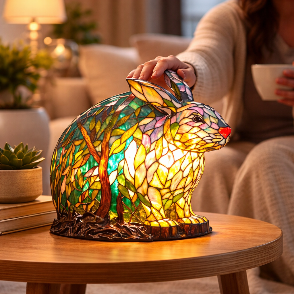 Animal LED Table Lamp - Stained Glass Style Accent Light for Home Decor