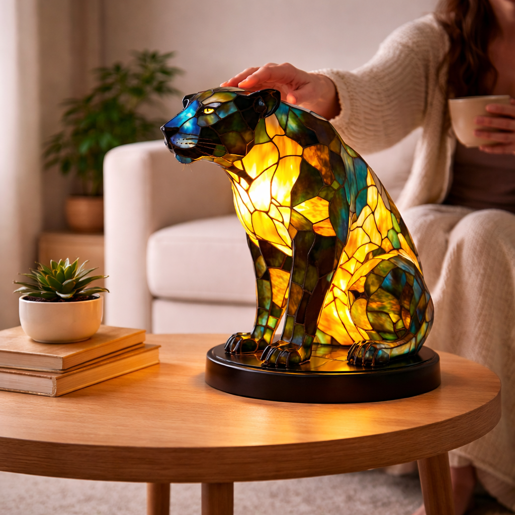 Animal LED Table Lamp - Stained Glass Style Accent Light for Home Decor