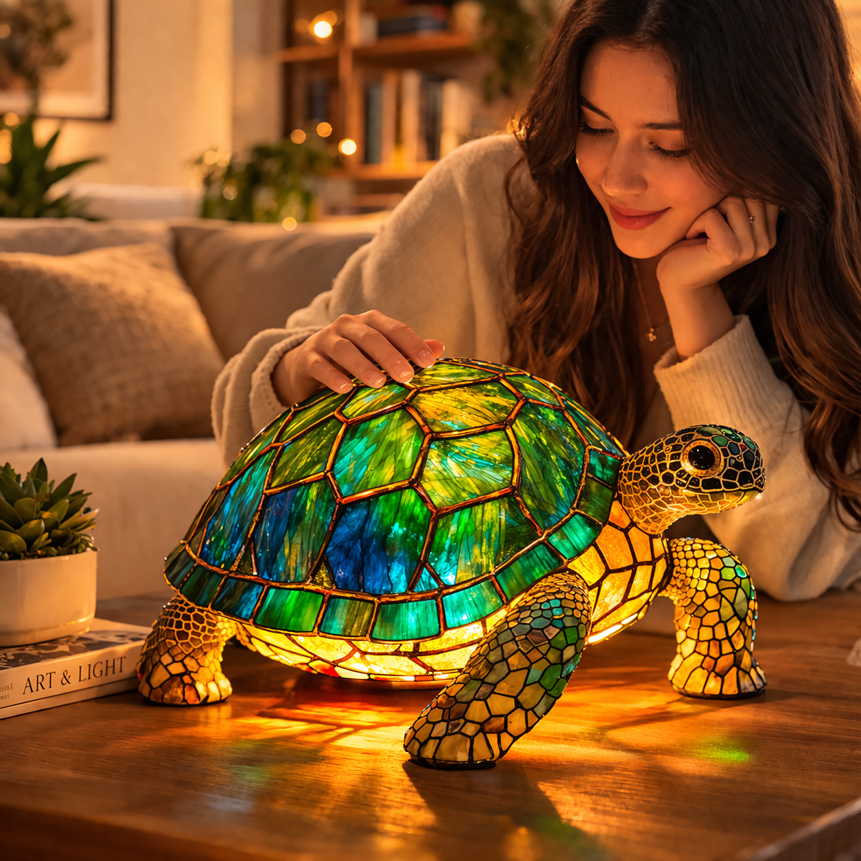Animal LED Table Lamp - Stained Glass Style Accent Light for Home Decor