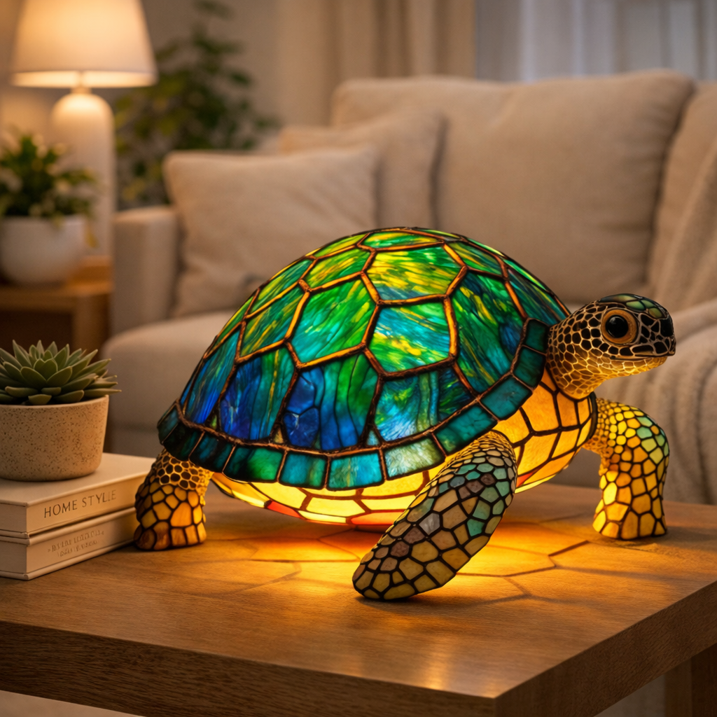 Animal LED Table Lamp - Stained Glass Style Accent Light for Home Decor