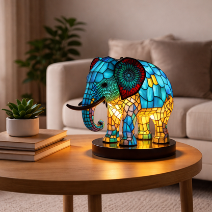Animal LED Table Lamp - Stained Glass Style Accent Light for Home Decor