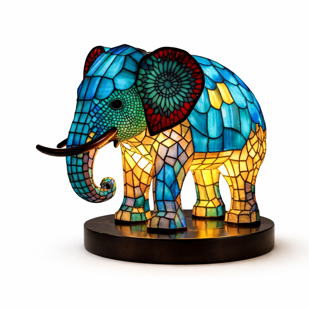 Animal LED Table Lamp - Stained Glass Style Accent Light for Home Decor