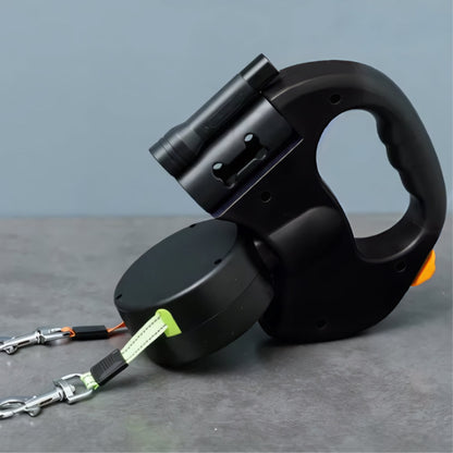 Dual-Handle Retractable Dog Leash for Enhanced Control