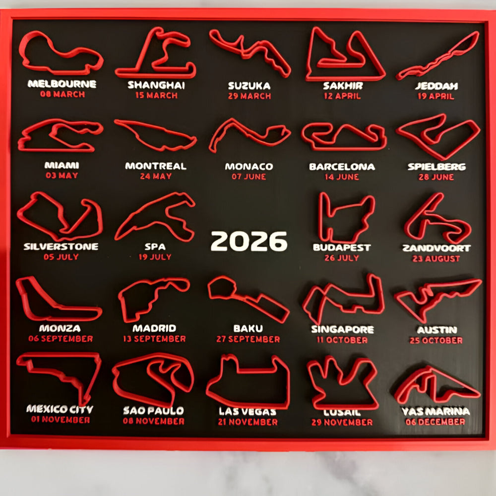 2026 Racing Calendar Wall Art - Track Display Board