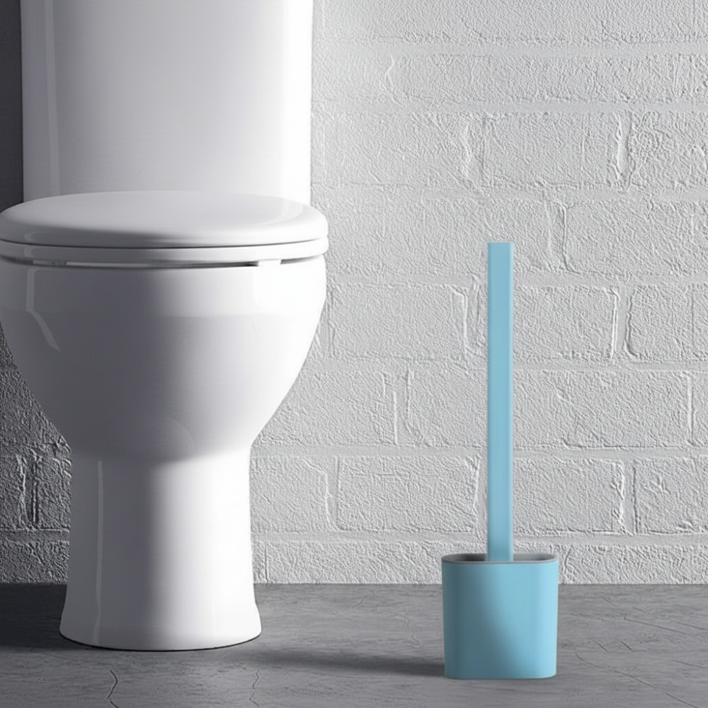 Flexible Silicone Toilet Brush with Hygienic Wall-Mounted Holder