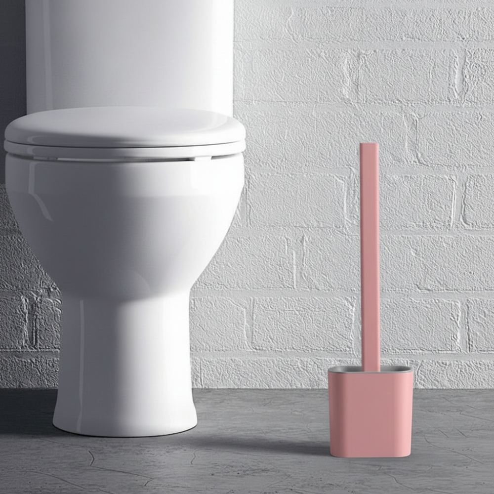 Flexible Silicone Toilet Brush with Hygienic Wall-Mounted Holder