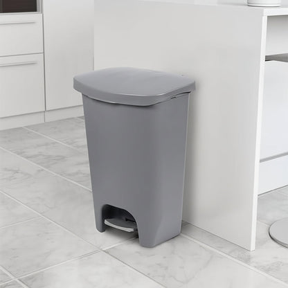 13 Gallon White Kitchen Trash Can with Foot Pedal and Odor Control