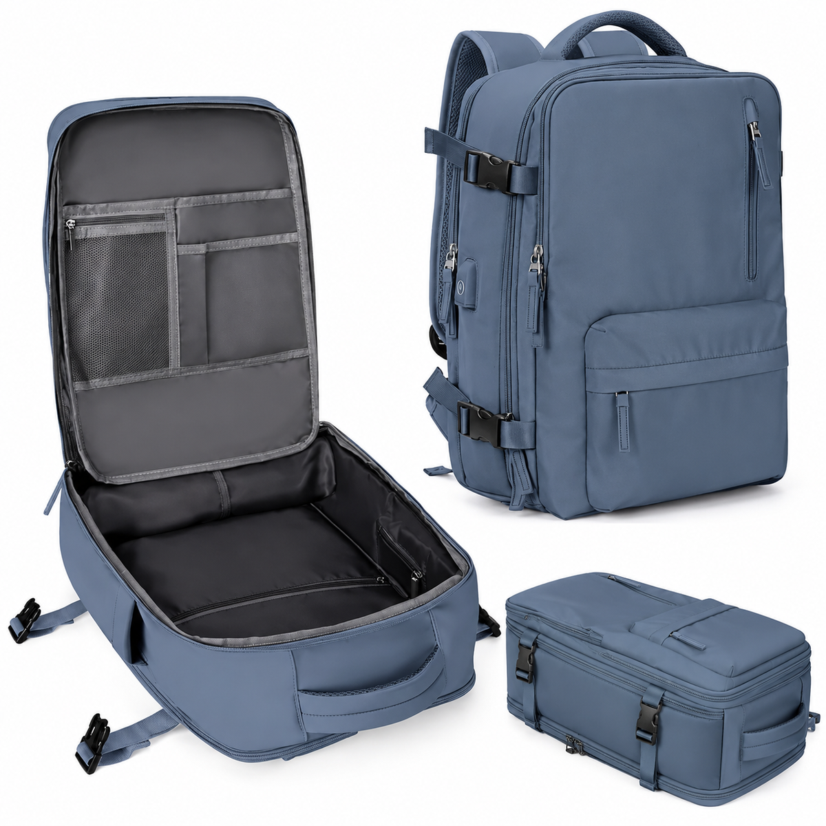 Carry-On Travel Backpack with Laptop Compartment and Shoe