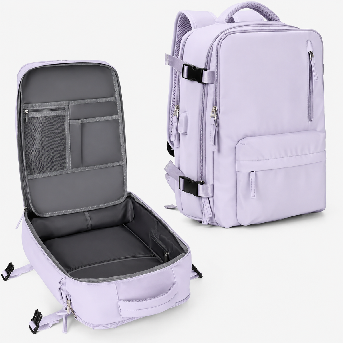 Carry-On Travel Backpack with Laptop Compartment and Shoe
