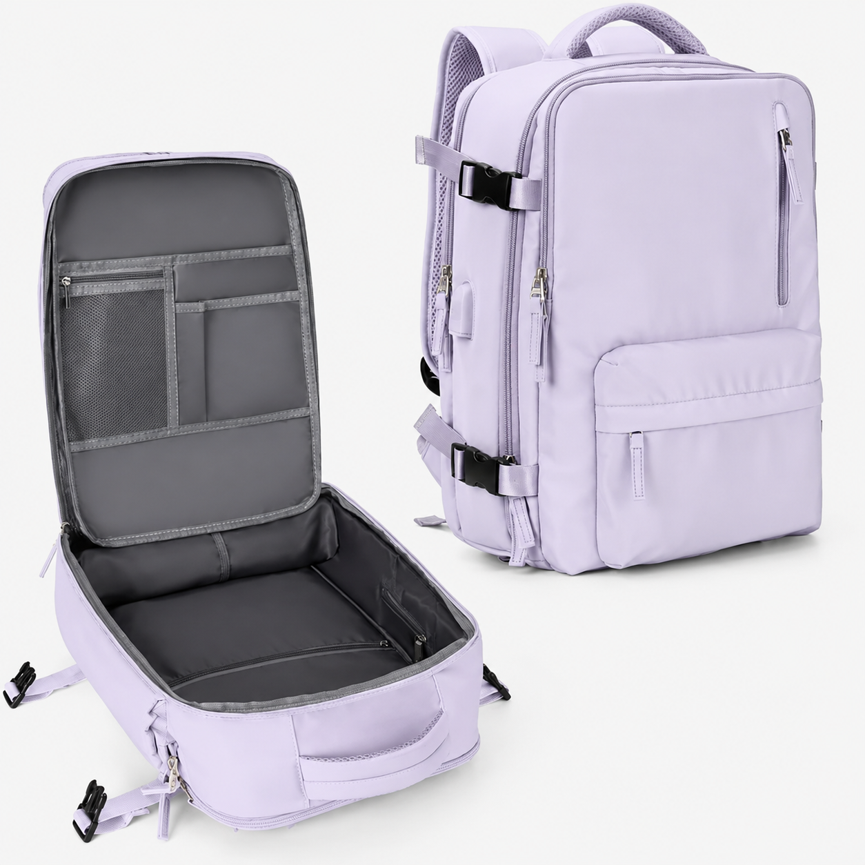 Carry-On Travel Backpack with Laptop Compartment and Shoe