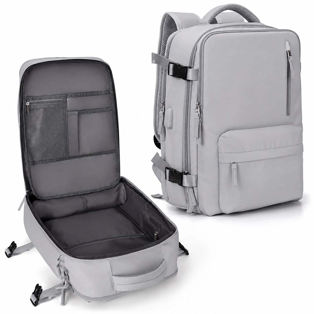 Carry-On Travel Backpack with Laptop Compartment and Shoe