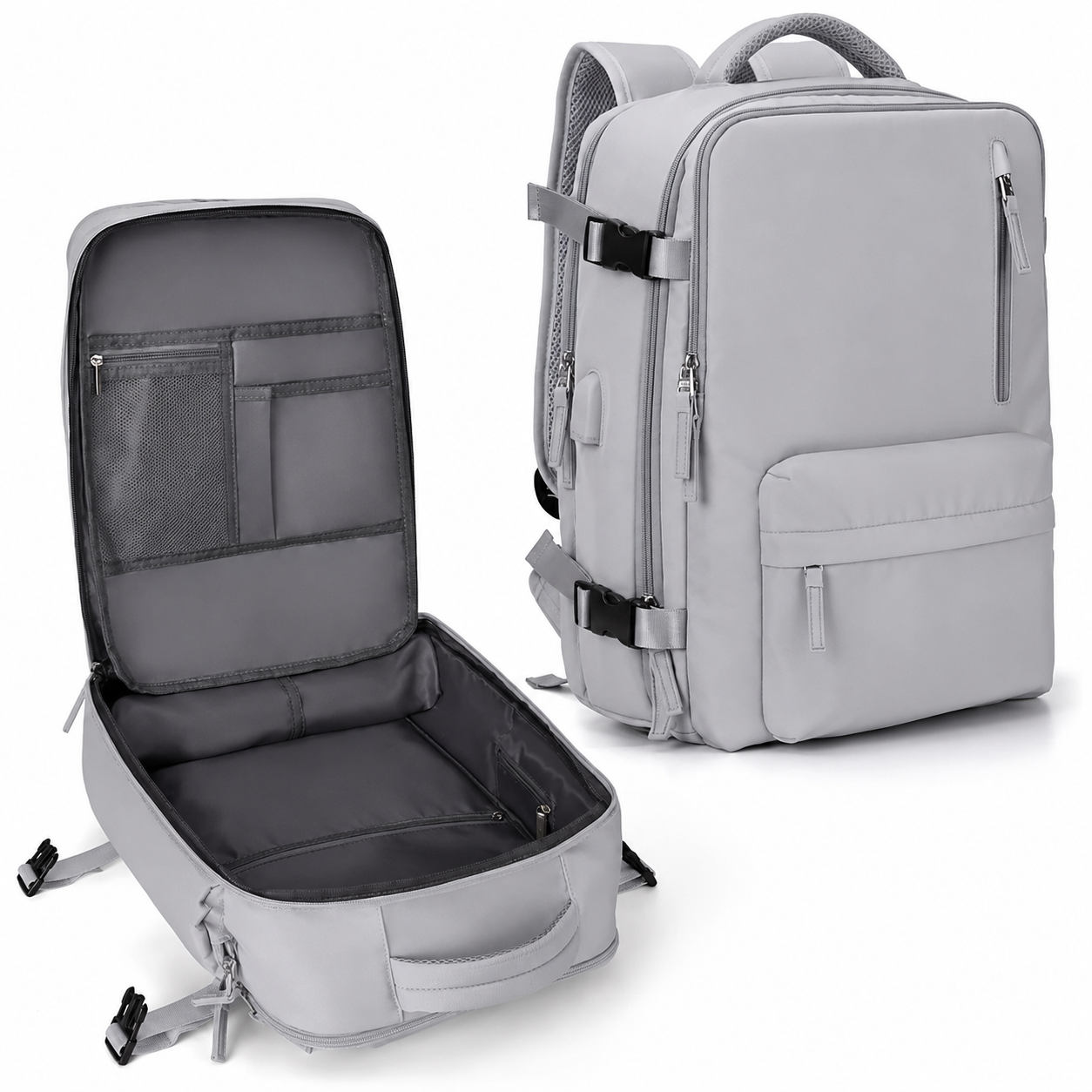 Carry-On Travel Backpack with Laptop Compartment and Shoe