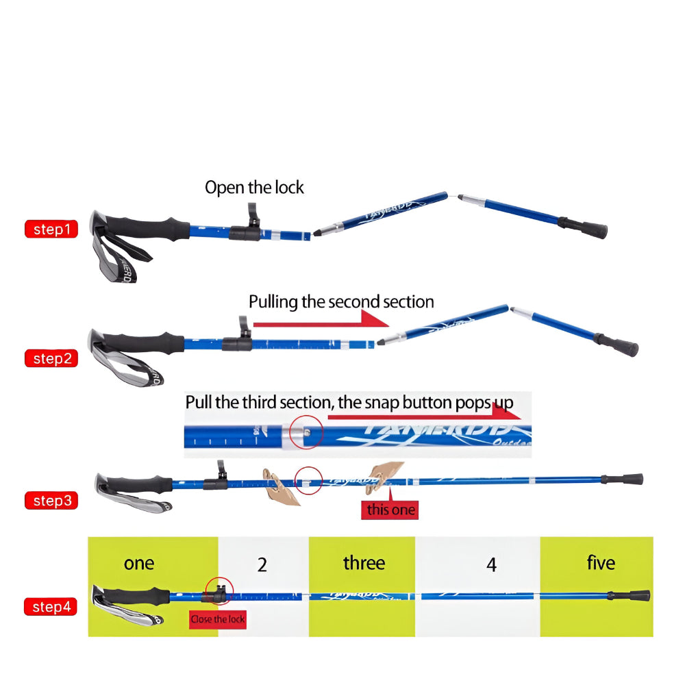 Foldable Telescopic Trekking Poles for Hiking – Lightweight Adjustable Support
