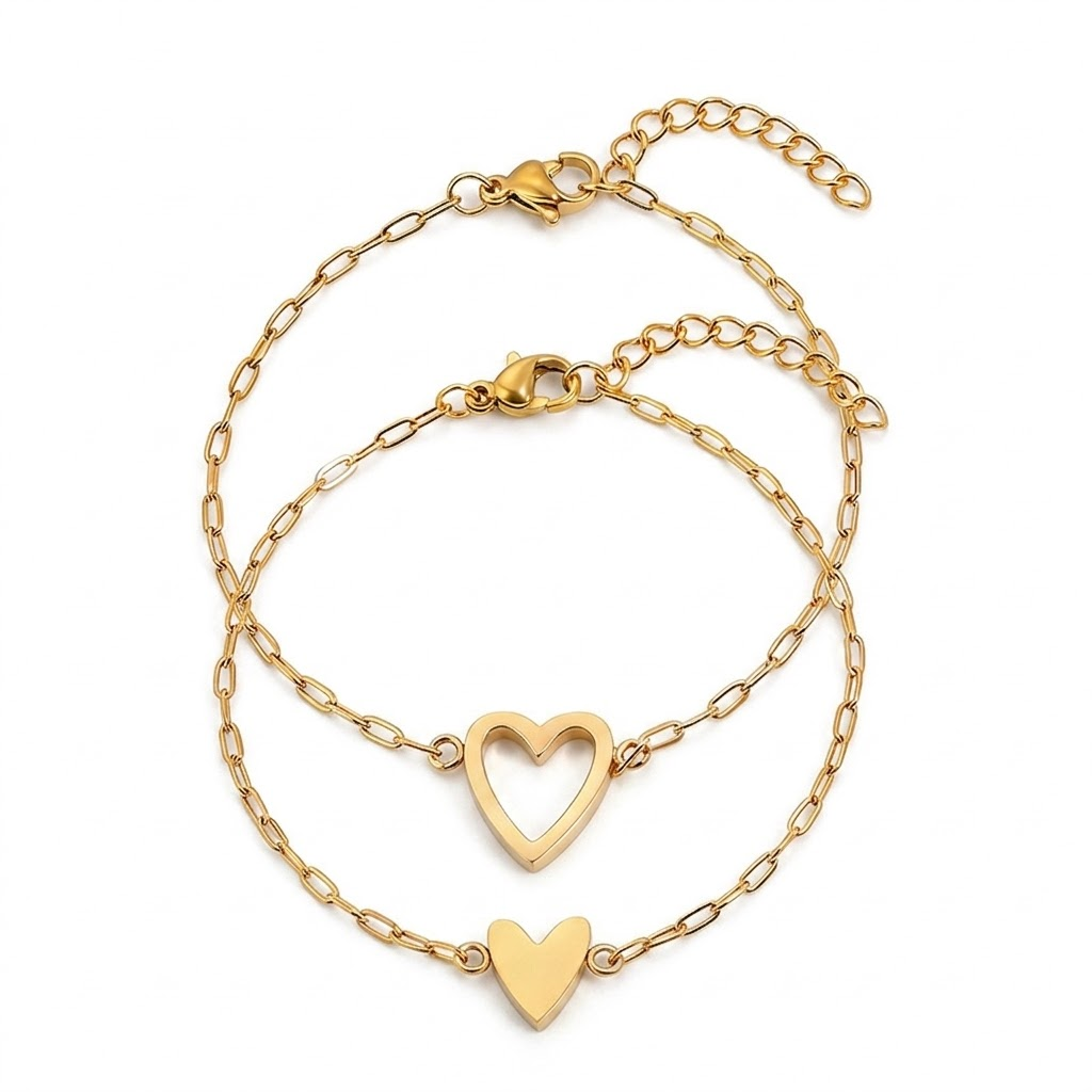 Adjustable Heart Chain Bracelet – Matching Couple Jewelry