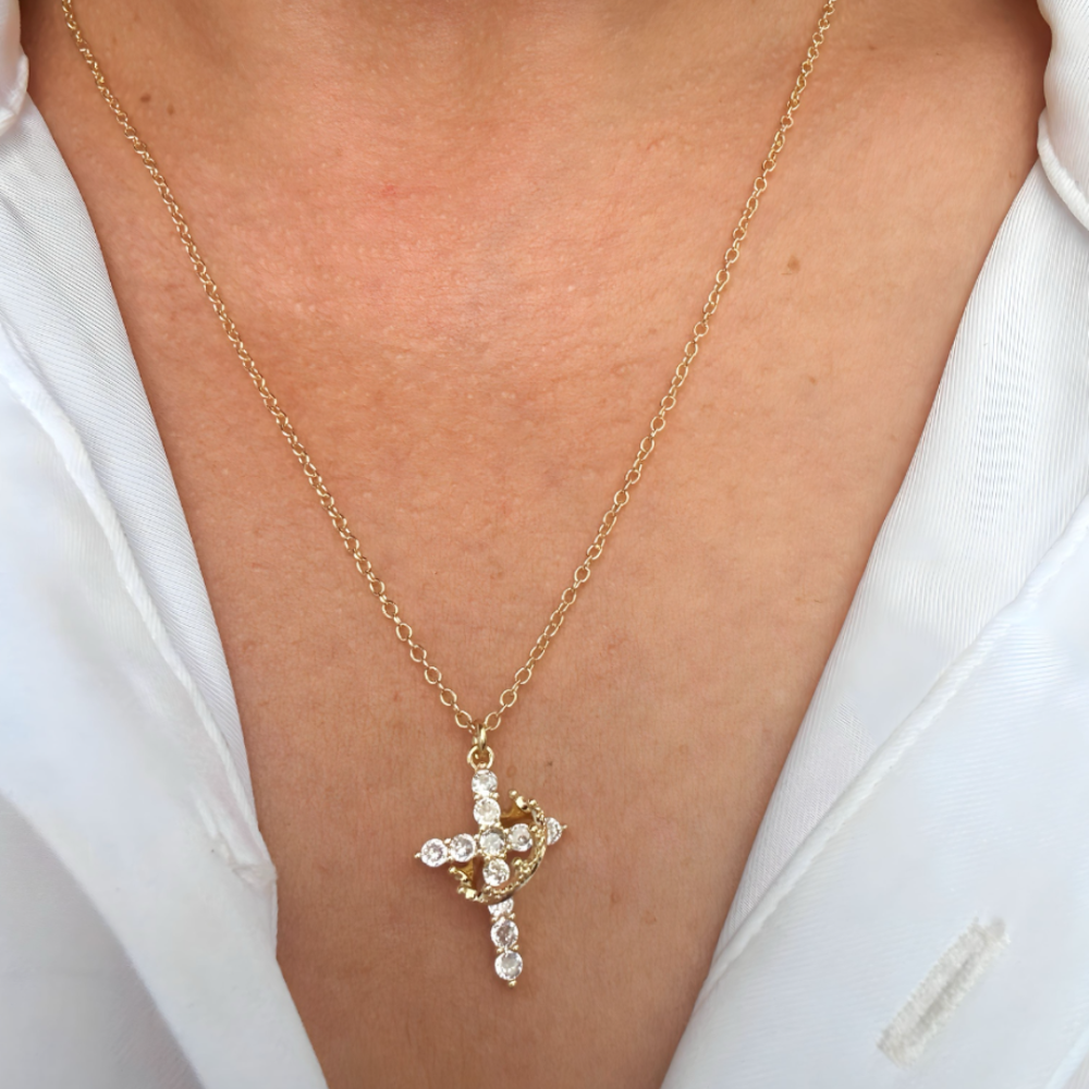 Crown Cross Pendant Necklace - Faith Jewelry Gift for Mother's Day